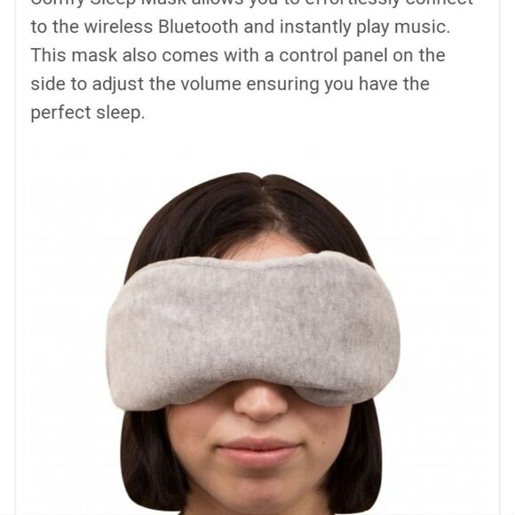 Bluetooth Music Sleep Mask Eyemask Built in Headphones in line remote grey - Picture 5 of 16